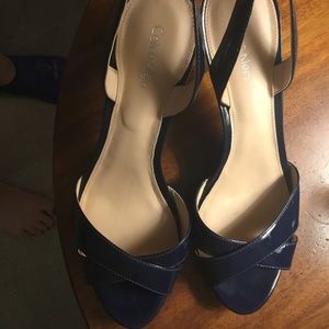 Calvin Klein Navy Blue Slingbacks Sz 9.5 Great Condition worn Once retail $99